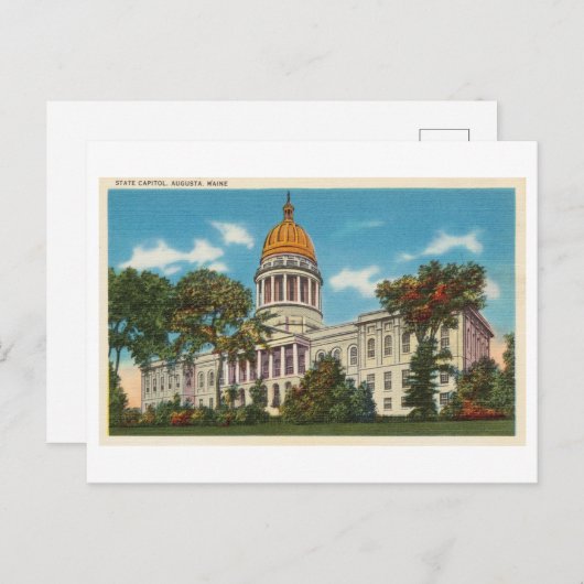 Het  Capitool in Augusta, Maine, Briefkaart (Voorkant / Achterkant)