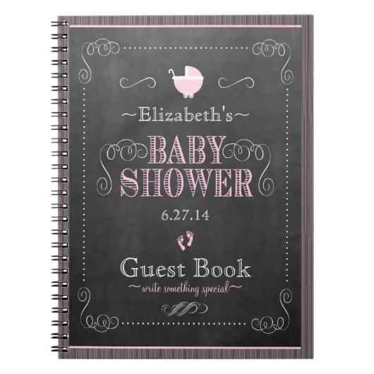 Het capricieuze Roze Baby shower Guestbook van het Notitieboek (Voorkant)