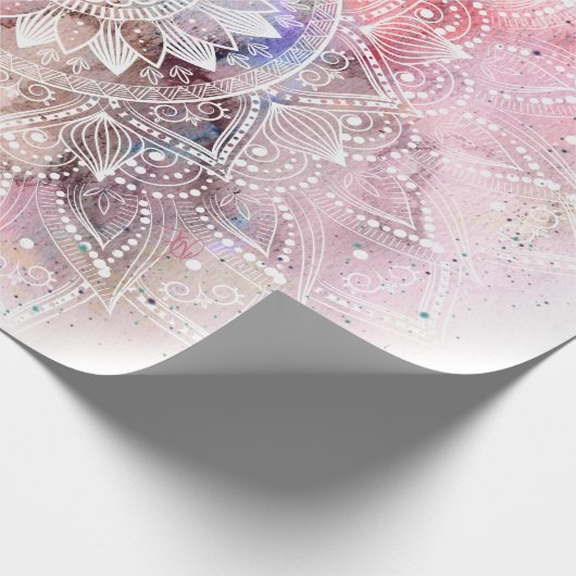 Het capricieuze witte ontwerp van waterverfmandala cadeaupapier (Hoek)