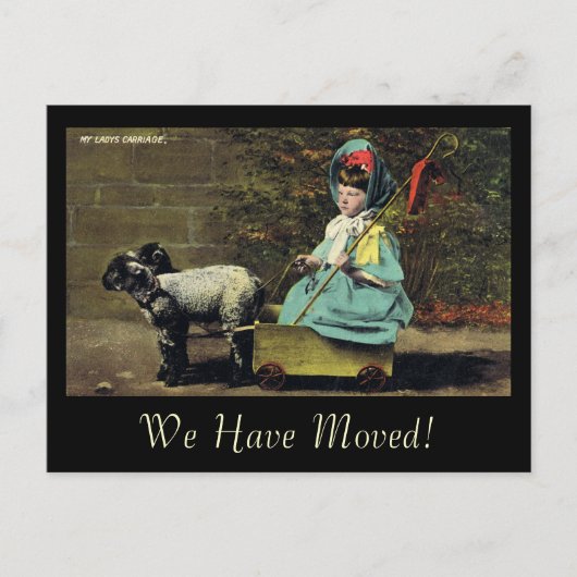 Het Carriage van mijn dame / we zijn verhuisd. Aankondigingskaart (Voorkant)