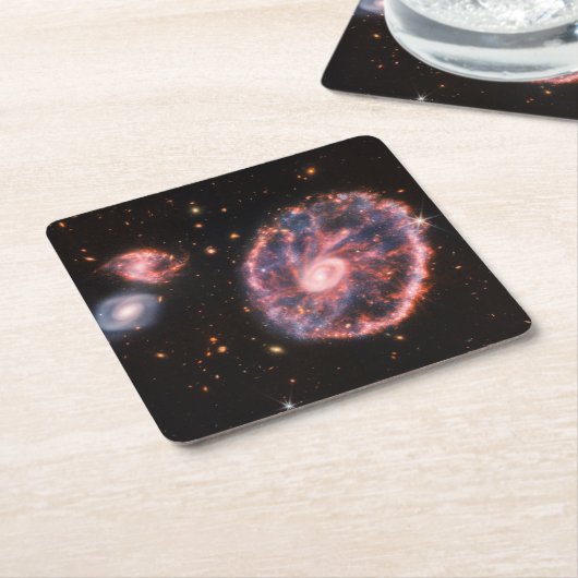 Het Cartwheel-sterrenstelsel en de bijbehorende st Kartonnen Onderzetters (Schuin)