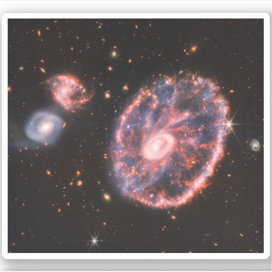 Het Cartwheel-sterrenstelsel en de bijbehorende st Sticker (Voorkant)