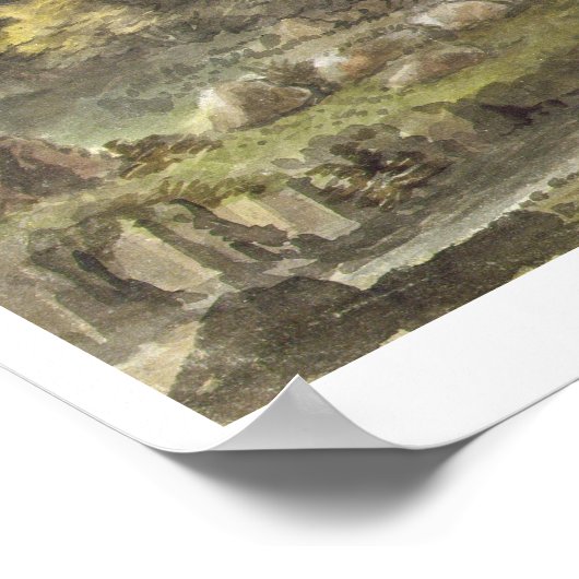 Het cascade-waterval in de tuinen van Hestercombe Poster (Hoek)