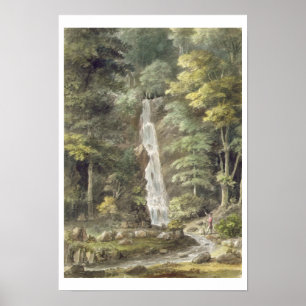 Het cascade-waterval in de tuinen van Hestercombe  Poster