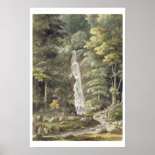 Het cascade-waterval in de tuinen van Hestercombe Poster (Voorkant)
