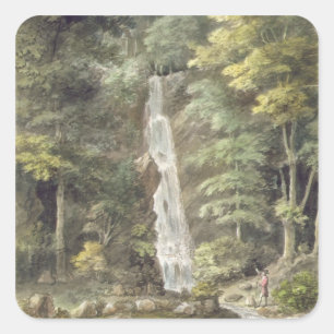 Het cascade-waterval in de tuinen van Hestercombe Vierkante Sticker