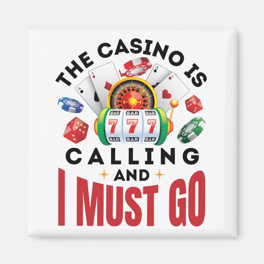 Het casino belt en ik moet een grappige gok maken. magneet (Voorkant)