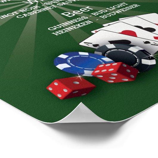 Het Casino Vegas Reception van de Bar Event Sign Poster (Hoek)