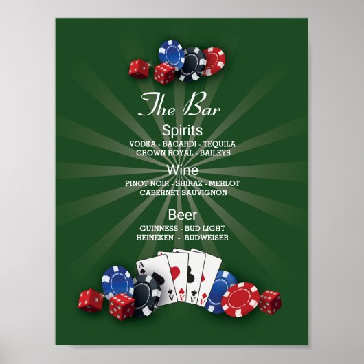 Het Casino Vegas Reception van de Bar Event Sign Poster (Voorkant)