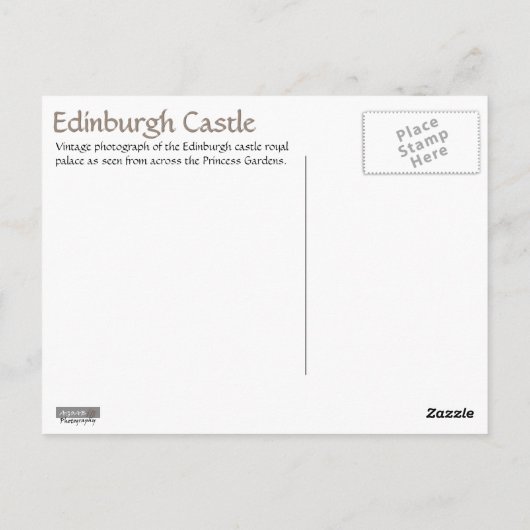 Het Castle Palace van Edinburgh - Briefkaart (Achterkant)