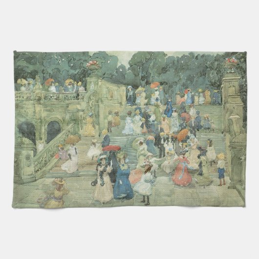 Het centrale park van Maurice Prendergast Theedoek (Horizontaal)