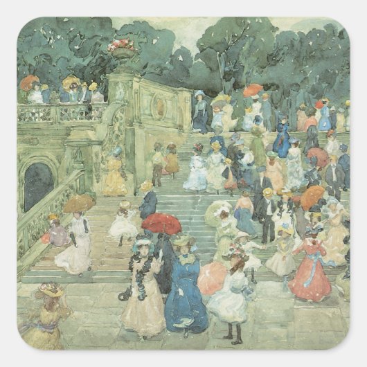 Het centrale park van Maurice Prendergast Vierkante Sticker (Voorkant)