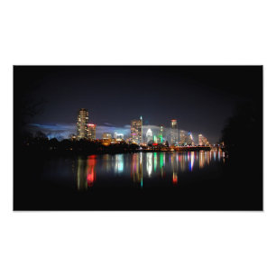 Het centrum Austin Texas Night Skyline 2 Foto Afdruk