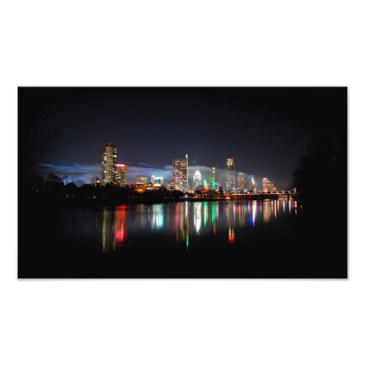 Het centrum Austin Texas Night Skyline 2 Foto Afdruk (Voorkant)