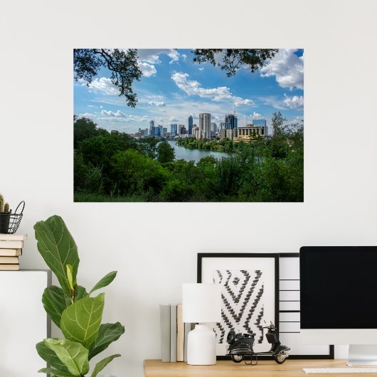 Het centrum van Austin Skyline uit Norwood-Austin  Poster (Thuiskantoor)