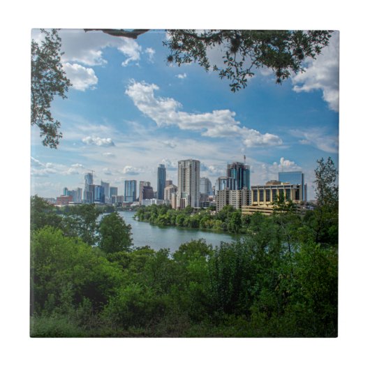 Het centrum van Austin Skyline uit Norwood-Austin  Tegeltje (Voorkant)