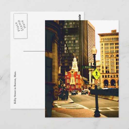 Het centrum van Boston op Kilby Street Briefkaart (Voorkant / Achterkant)