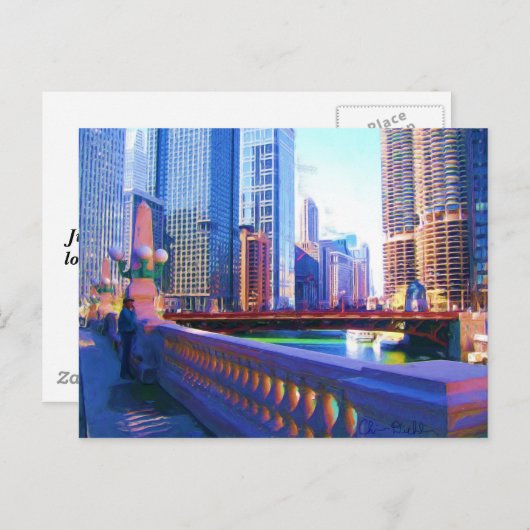 Het centrum van Chicago Briefkaart (Voorkant / Achterkant)