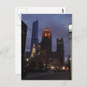Het centrum van Chicago, IL bij nacht Briefkaart (Voorkant / Achterkant)