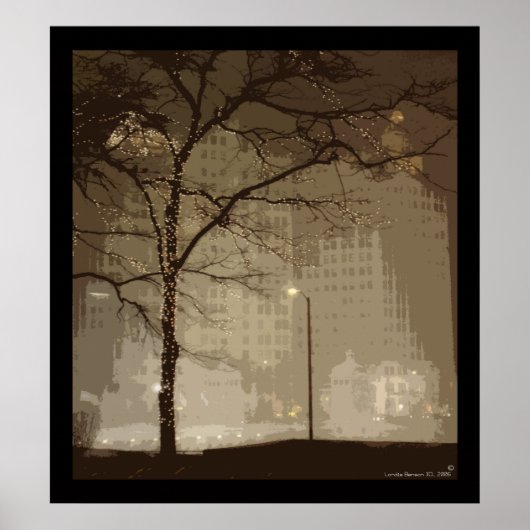 Het centrum van Chicago in Winter Poster (Voorkant)