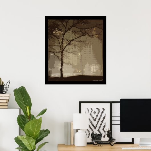 Het centrum van Chicago in Winter Poster (Thuiskantoor)