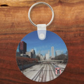 Het centrum van Chicago met treinsporen Sleutelhanger (Voorkant)
