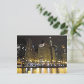 Het centrum van Chicago op de Chicago rivier bij d Briefkaart (Staand voorkant)