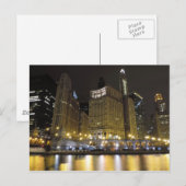 Het centrum van Chicago op de Chicago rivier bij d Briefkaart (Voorkant / Achterkant)