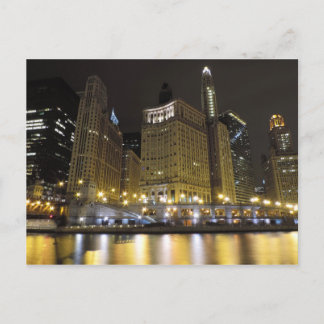 Het centrum van Chicago op de Chicago rivier bij d Briefkaart