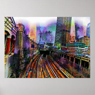 Het centrum van Chicago Poster