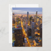 Het centrum van Chicago skyline bij schemering Briefkaart (Voorkant / Achterkant)