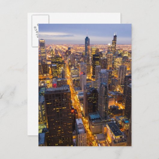Het centrum van Chicago skyline bij schemering Briefkaart (Voorkant / Achterkant)