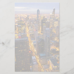 Het centrum van Chicago skyline bij schemering Briefpapier