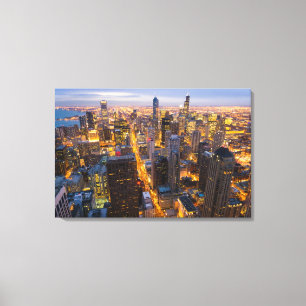 Het centrum van Chicago skyline bij schemering Canvas Afdruk