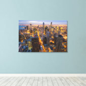 Het centrum van Chicago skyline bij schemering Canvas Afdruk (Insitu (Houten vloer))