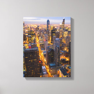Het centrum van Chicago skyline bij schemering Canvas Afdruk
