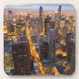 Het centrum van Chicago skyline bij schemering Drankjes Onderzetter