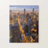Het centrum van Chicago skyline bij schemering Legpuzzel (Verticaal)