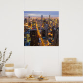 Het centrum van Chicago skyline bij schemering Poster (Keuken)