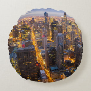 Het centrum van Chicago skyline bij schemering Rond Kussen