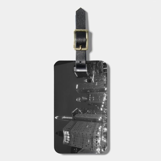 Het centrum van Chicago Zwart-wit Bagagelabel (Voorkant verticaal)