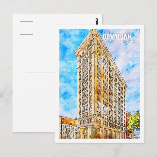 Het centrum van Cincinnati Beroemde Reisplaats Wat Briefkaart (Voorkant / Achterkant)
