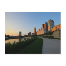 Het centrum van Columbus, Ohio op Sunset