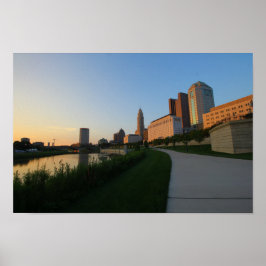 Het centrum van Columbus, Ohio op Sunset Poster