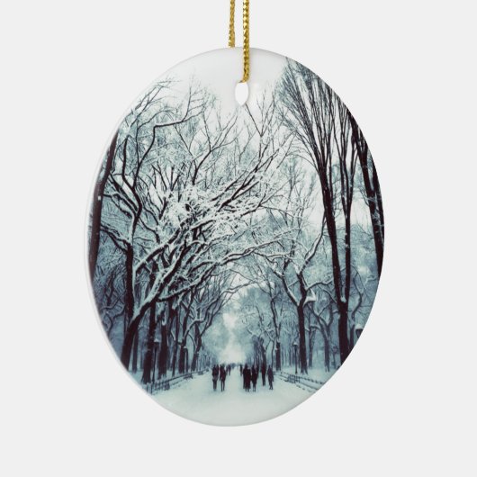 het centrum van het park in de winter keramisch ornament (Rechts)