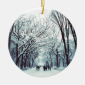 het centrum van het park in de winter keramisch ornament (Voorkant)