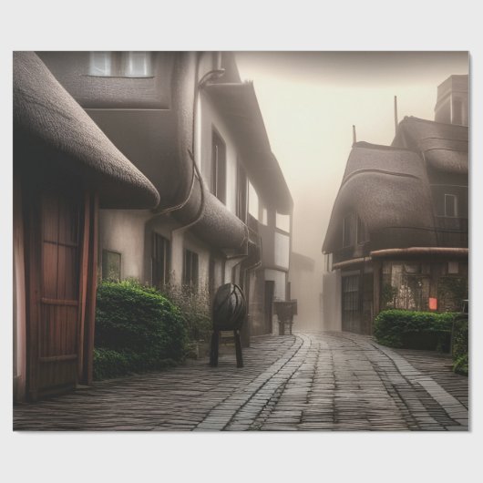 Het centrum van Hobbiton op een dag van de Foggy Cadeaupapier (Vlak)