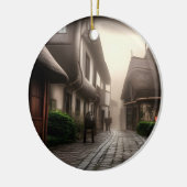 Het centrum van Hobbiton op een dag van de Foggy Keramisch Ornament (Links)