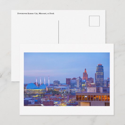 Het centrum van Kansas City, Missouri, bij Dusk Briefkaart (Voorkant / Achterkant)