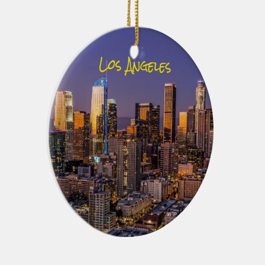 Het centrum van Los Angeles Skyline in Dusk Keramisch Ornament (Rechts)